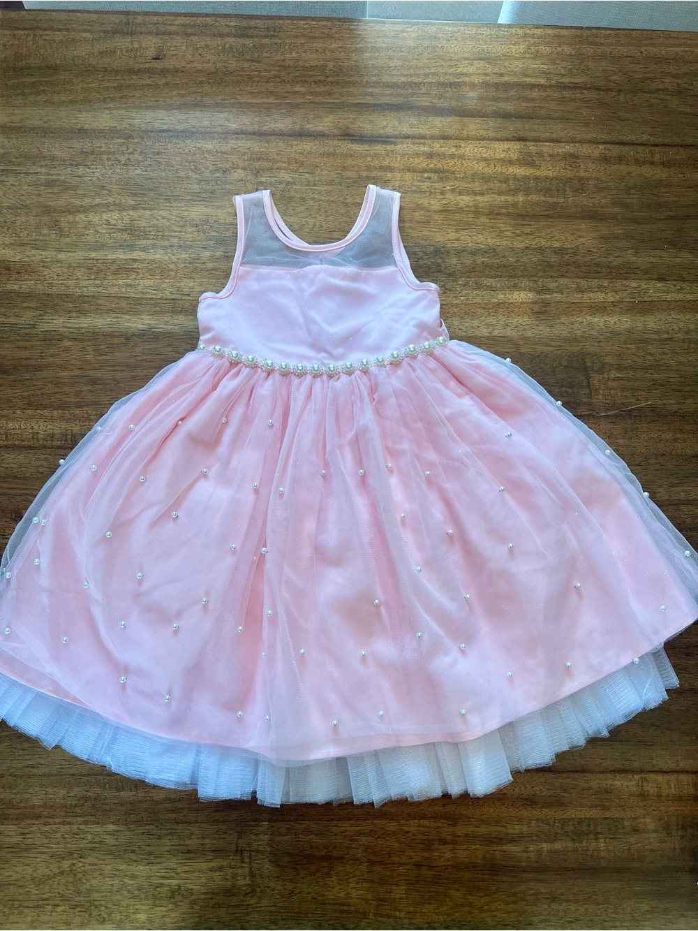 American Princess Pink Pearl-Embellished Tulle Party Dress